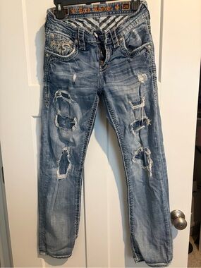 Rock Revival Men’s Light Blue Distressed Jeans